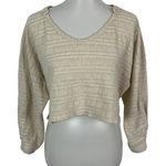 Free People Tan Crop Top XS Long Sleeve Boho Casual Y2K Festival Cute Photo 0