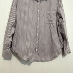 Maurice's  Striped 90s Prep Button Up Shirt Purple White Long Sleeve Button Down Photo 4