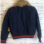 Ultim8 Navy faux fur collar Snake And rose appliqué bomber Jacket Juniors XL Blue Photo 5