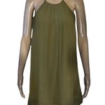 Soprano Olive Sleeveless Pleated Mini Dress Photo 0