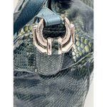 Brighton  Snakeskin‎ Leather Crossbody Bag Silver Hardware Green Blue Hobo Purse Photo 6