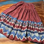 Vintage Roper Western Bohemian Patterned tiered maxi skirt Made USA small red Blue Photo 0