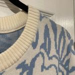 Tahari NWT  Size 2X Light Blue Cream Floral Soft Plush Knit Crew Neck Sweater Photo 2