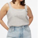 J.Crew NWT Striped Linen Blend Square Neck Tank Top Black White Size Medium Photo 0
