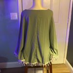 SheIn Sage Green Cape with Pastel Tassel Trim Photo 2