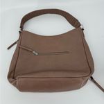 Sasha and Sofi Tan Leather Hobo Bag with Curved Shape and Top Handle Photo 2