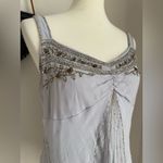 Alain Weiz Beaded Silk Camisole, Size 16 Gray Photo 1