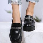 YETIER Platform Womens Loafer Leather Slip Photo 1