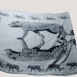 Shawl Wrap Scarf Leopard Cat Print Cotton Viscose Fringe 64 by 27 Black White Photo 0