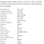 Nic+Zoe  blue multi midi dress. Eco Vera rayon. Size Small. NWT. Photo 5