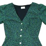 Wilfred  Aritzia Forest Green Print Button Front Lined Fit & Flare Dress Size 0 Photo 1