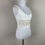 Hollister Tank Top Womens XS White Crochet Cropped Floral V-Neck Festival Boho Photo 3