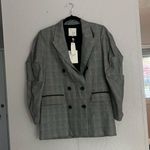 Joie  Tomika gray plaid oversized scrunched sleeve boyfriend blazer 2 . Photo 6