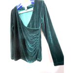 Soft Surroundings Womens Velour Velvet Surplice Faux Wrap Top Green Size Small Photo 3