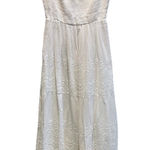 ZARA  White Eyelet Smocked Bodice Maxi Dress Puff Sleeve Square Neck Photo 0