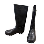Khombu Womens Black Crocodile-Embossed Rain & Snow Boots Size 10 Photo 2
