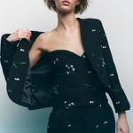 ZARA NEW STRUCTURED EMBROIDERED CARDIGAN TOP SHORT OPEN WOMENS SIZE L Photo 7