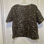 NWT Lord & Taylor Animal Print Faux Fur Boxy Short Sleeve Top Size PS Black Photo 9