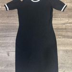 Poof Couture Elegant Black Midi Dress with White Trim Size M Photo 0