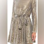 Mac Duggal NWT  Sequin Tie Waist Mini Dress in Taupe size 8 Photo 3