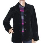 margaret godfrey black leather jacket with lace trim button front long sleeve 10 Photo 0