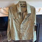 Tahari Denim Look Jacket Snaps Olive Green New Medium Lightweight Photo 2
