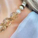 ZARA  Gold and Cream Statement Necklace with Crystal Accents Photo 10