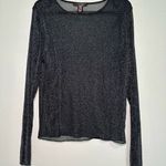Victoria's Secret  MESH SHINE TEE SHIRT LONG SLEEVE BLACK METALLIC XS/S  Photo 2