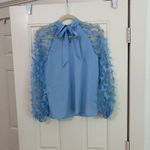 SheIn Tie Back Butterfly Sleeve Blouse in Blue Photo 3