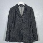 Max Mara Weekend Women M Black Gray Wool Plaid Coat Jacket Blazer Unlined Pocket Photo 0