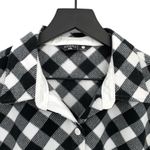 Riders By Lee Fleece Button Down Shacket Black White Buffalo Plaid XL Photo 3