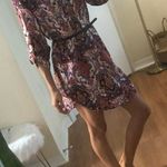 Macy's Coral red boho paisley print satin dress Photo 1