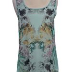 Blu Pepper  Sheer Sleeveless Blouse Size S Blue Floral Photo 0
