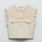 ZARA  Cream Lace Trim Combination Knit Top S Photo 4