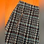 Loft  Navy Blue Wool Blend Houndstooth Tweed Zip Pocket Mini‎ Skirt Size 0 Photo 2
