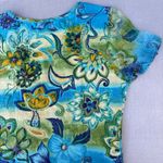 Vintage Y2K Forbidden Floral Fairy Whimsical Blue Green Mesh Short Sleeve Top Size L Photo 8