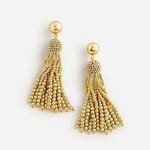 J.Crew  Metallic Ball Tassel EarringsGold Tone Beaded Tassel Earrings Hypoallerge Photo 0