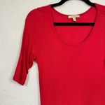 Bordeaux  Red Half Sleeve Bodycon Midi Dress Women’s M Stretch Casual Summer Photo 3