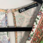 ZARA Short Printed V-Neck Linen Blend Back Slit Jumper Floral Vacation Photo 7