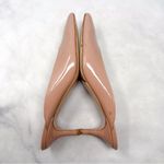 Gianvito Rossi Pointed Toe Kitten Heel Mule Pumps Nude Patent Leather Retro 37.5 Photo 2
