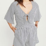 Abercrombie & Fitch 🛍️ Striped Tie Front Romper Size Small Photo 0