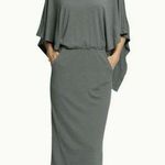 NAU X Snow Peak 100% Merino Wool Butterfly Green Midi Dress Size XS Japan Small Photo 0