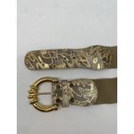 VTG Women's Stretch Belt Leather Big Gold Tone Buckle USA 80's 32 Photo 6