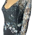 Komarov Dress Black Abstract Floral Crinkle Overlay Midi Dress Womens Large Photo 3