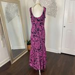 Early 2000's Pink Black Mesh Sequin Frilly Beaded Asymmetric Midi Dress L / 12 Photo 5