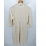 Roolee Dress Women MEDIUM Yellow Cream Knit Long Sleeve Patch Pocket Modest Midi Photo 1