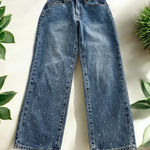 JustFab NWT  Women's Blue Jeans with Rhinestone Accents Straight Leg Photo 0