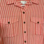 SO (2) Ladies vertical stripe button down shirt size Small Photo 2