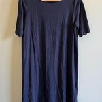 Eileen Fisher NAVY BLUE SHORT SLEEVE CREWNECK SHIFT DRESS WOMENS SIZE S Photo 0