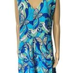 Vintage Y2K Blue Hippie Eclectic Boho Psychedelic Butterfly Print Mini Dress Size L Photo 0